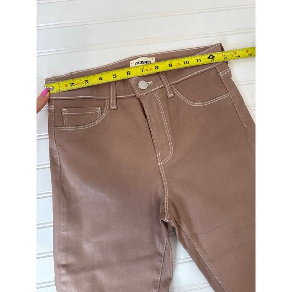 NWOT L’AGENCE Skinny Wax Coated Stretchy Pants Mid Rise Casual Womens Size 25 - Picture 4 of 7